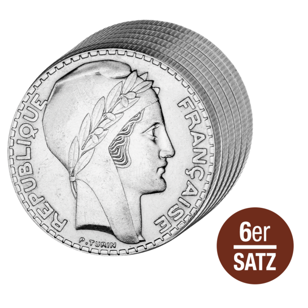 Silber-Satz der Republik Frankreich - 6 Münzen - Satzbild