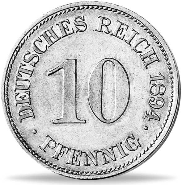 10 Pfennig „Großer Adler - E“ 1894 Sehr schön / vorzüglich - Münze Vorderseite