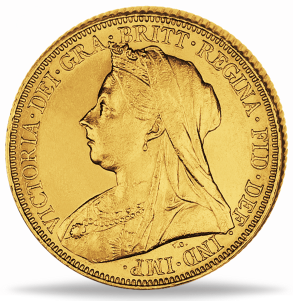 1/2 Sovereign Victoria mit Witwenschleier - Vorderseite Münze