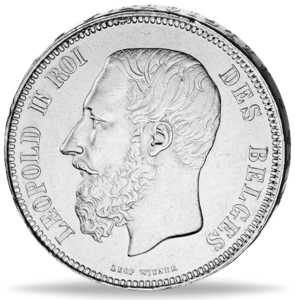 5 Belgische Francs Leopold II - Vorderseite Münze