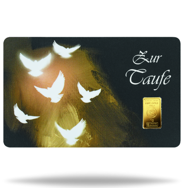Finecard Taufe Gold - Geschenkbarren Vorderseite