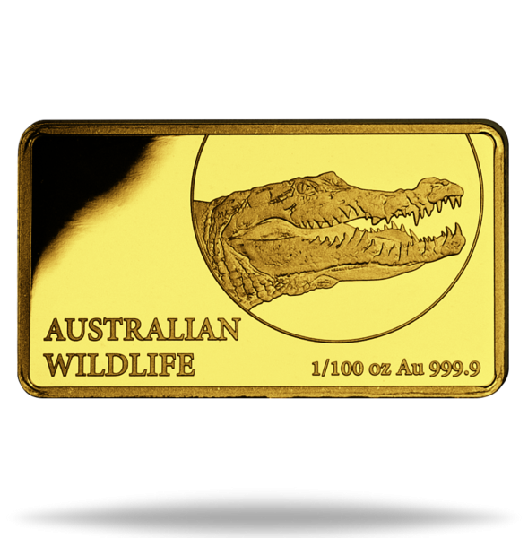 1/100 Unze Krokodil Anlage-Barren Gold - Vorderseite