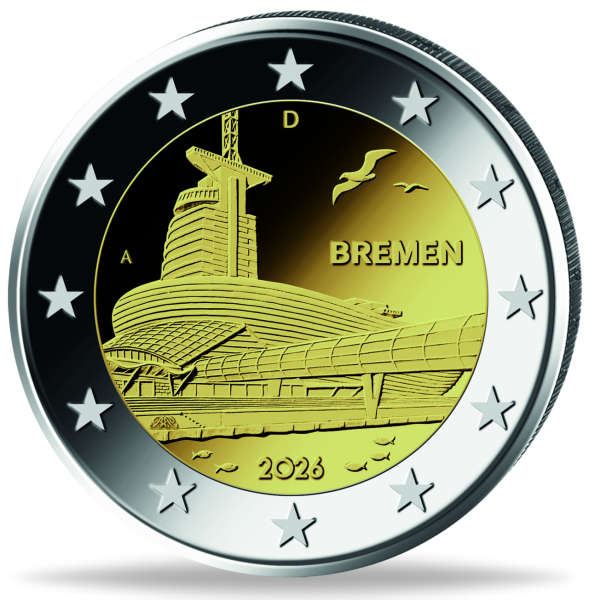 2 Euro Klimahaus Bremerhaven, 2026, bfr., Prägestätte A - Münze Vorderseite