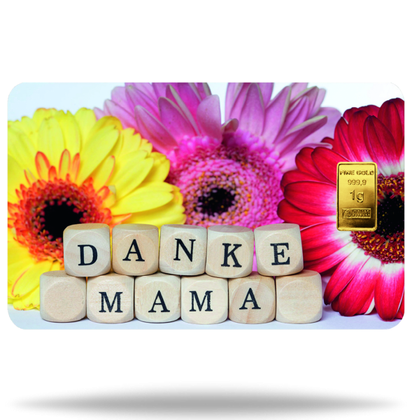 Finecard Muttertag Gold - Geschenkbarren Vorderseite
