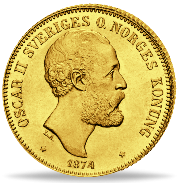 20 Schwedische Kronen Oskar II 1873-1876 - Vorderseite Münze