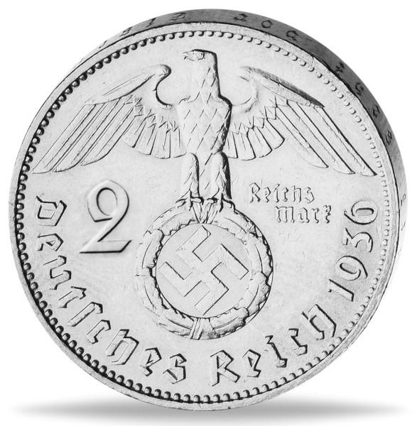 Drittes Reich 2 Reichsmark „Hindenburg - G“ 1936 - Silber - Münze Rückseite
