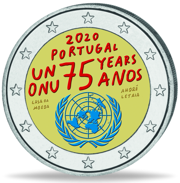 2 Euro 75 Jahre Vereinte Nationen - Mit Farbapplikation - Münze Vorderseite