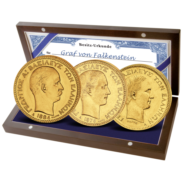 Griechenland, 10 + 2x20 Drachmen Georg I - Gold - Satz