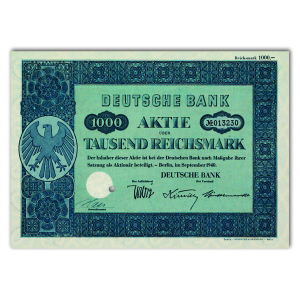 Aktie 1000 Reichsmark Deutsche Bank Berlin