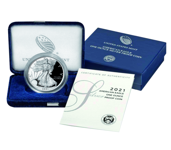 1 Dollar Eagle 1 Unze Silber altes Motiv - Münze mit Verpackung