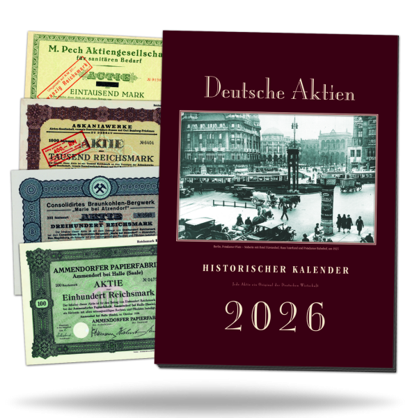 Aktienkalender 2026 - Vorderseite mit Kalenderblättern