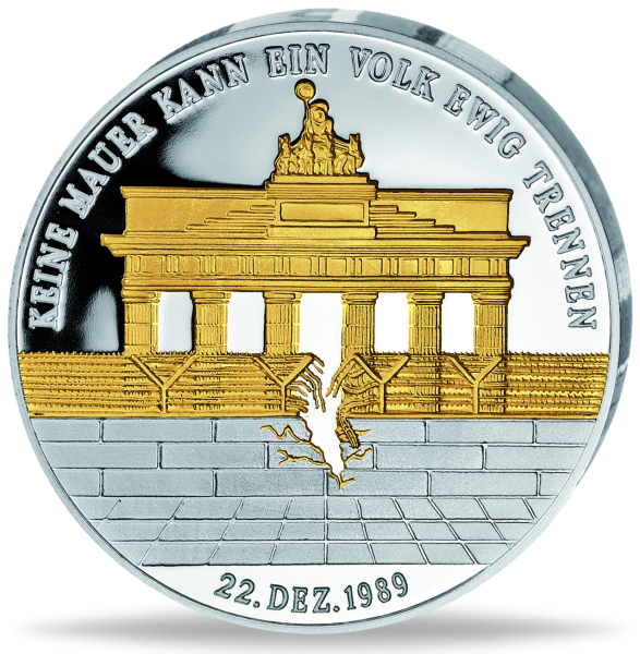 Mauerfall 1989 Teilvergoldet - Vorderseite Münze
