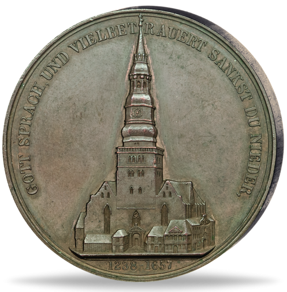 Gedenkprägung Wiederaufbau der St. Nicolai-Kirche - Vorderseite