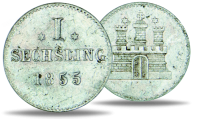 1 Sechsling Hamburg 1823-1855 - Münze Vorderseite / 1 Sechsling Hamburg 1823-1855 - Münze Rückseite 1 Sechsling Hamburg 1823-1855 - Münze Vorderseite / 1 Sechsling Hamburg 1823-1855 - Münze Rückseite