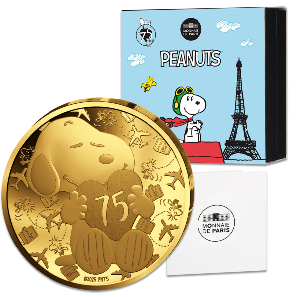 Frankreich, 5 Euro Snoopy mit Herz, 2025 Gold, PP - Satzbild
