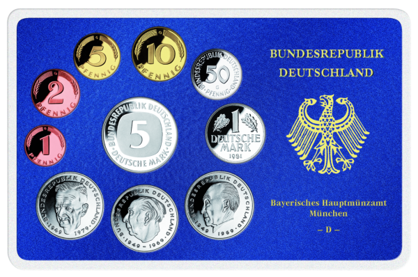 Offizieller BRD-Kursmünzensatz „1981 - PP - D, F, G, J“