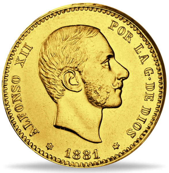 25 Pesetas Alfonso XII 1881- Vorderseite Münze