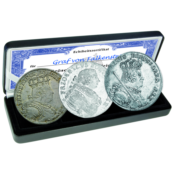 Gröscher-Satz Friedrich ll.  - 3 Silber-Münzen - Satzbild