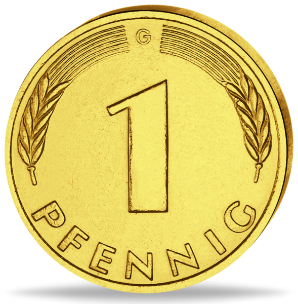 1 Pfennig Bundesrepublik vergoldet - Münze Vorderseite