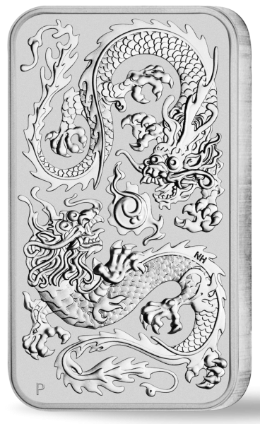 Australien, 1 Dollar 2020, Rectangle Dragon 1 Unze Silber - Münze Vorderseite