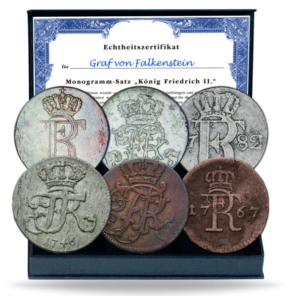 Königreich Preußen, Monogramm-Satz Friedrich II. (6 Münzen) - Silber