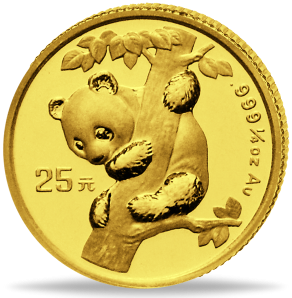 25 Yuan Panda 1/4 Unze Gold 1996 - Münze Vorderseite