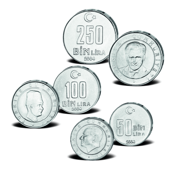 400.000 Lira Kursmünzensatz Türkei - Gruppenbild