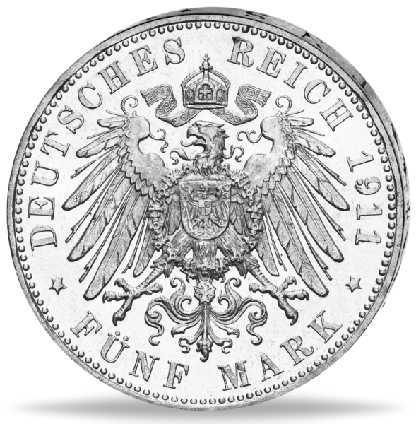 5 Mark Bayern Luitpold 90. Geburtstag - 1911 - Münze Rückseite