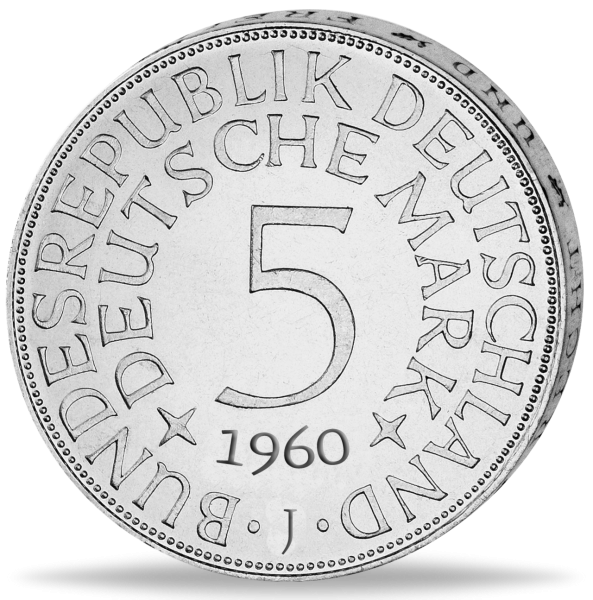 Bundesrepublik Deutschland, 5 DM 1960 J - J.387 Silberadler - Münze Vorderseite