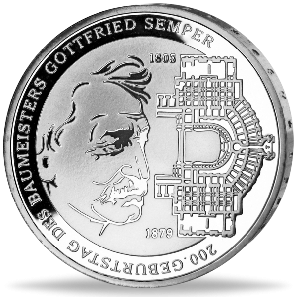 10 Euro Gottfried Semper - Vorderseite Münze