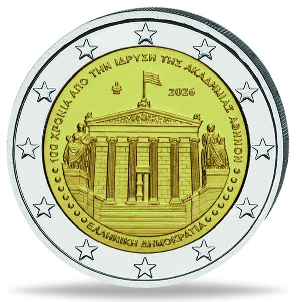 Griechenland, 2 Euro 100 Jahre Akademie von Athen, 2026, bfr - Münze Vorderseite