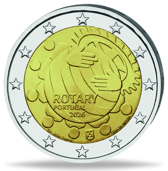 Portugal, 2 Euro 100 Jahre Rotary Club, 2026, bfr. - Münze Vorderseite