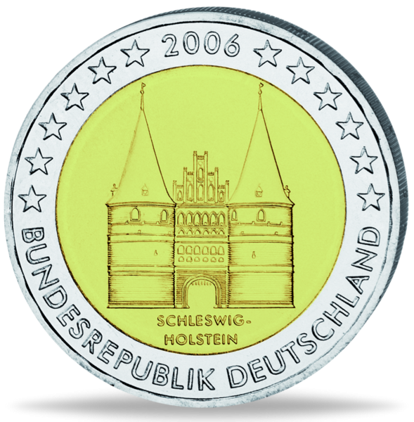 2 Euro Holstentor Schleswig-Holstein - Münze Vorderseite