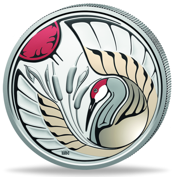 Canada, 15 $ Sandhill Crane 3/4 Unze Silber 2026 - Münze Vorderseite