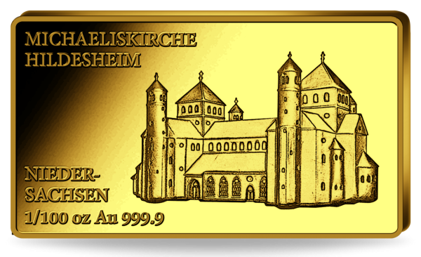 1/100 Unze Michaeliskirche Hildesheim - Vorderseite Barren