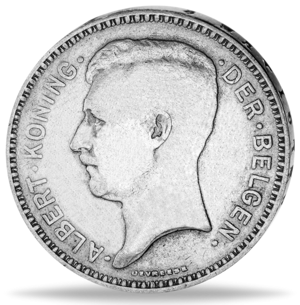Königreich Belgien 20 Bfr. 1934 König Albert I. - Silber - Münze Vorderseite