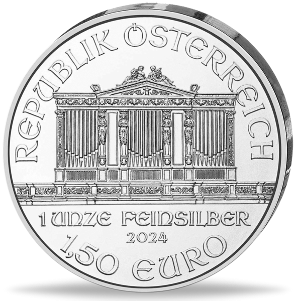 Österreich 1,5 Euro Philharmoniker 1 Unze Silber 2024 - Münze Vorderseite