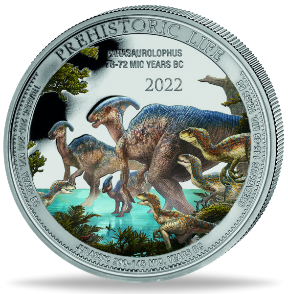 20 Francs Parasauropholus - Vorderseite Farbmünze