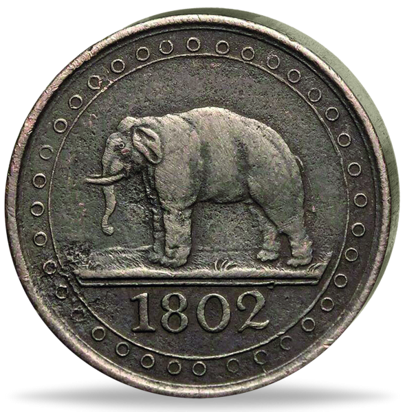 Sri Lanka, Ceylon,1/192 Rixdollar 1802-1805 - Elefant - Münze Vorderseite