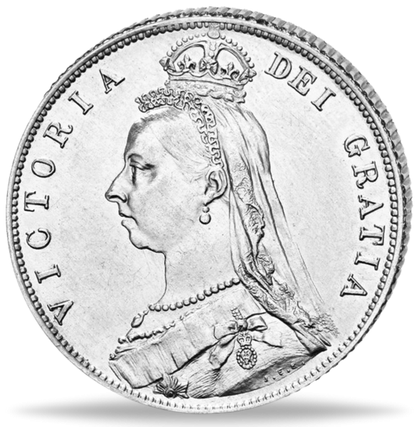 Großbritannien, 1/2 Crown 1887-1892 Victoria mit Krone - Münze Vorderseite