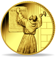 Limitierte Gold-Gedenkprägung Martin Luther – Anschlag der 95 Thesen