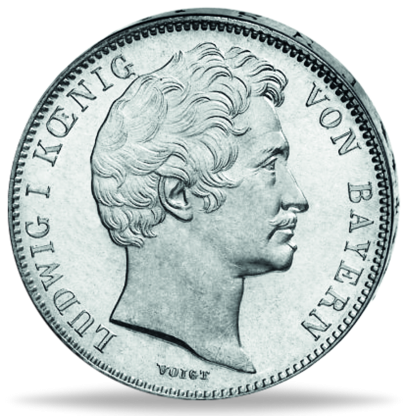 1/2 Gulden Ludwig I. - Vorderseite historische Silbermünze