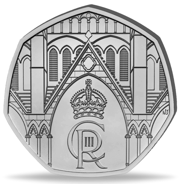 50 P Krönung Charles III BU - Münze Vorderseite