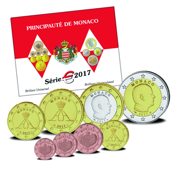 3,88 Euro-Kursmünzensatz „Monaco - 2017“ - Blister Vorderseite & Satz