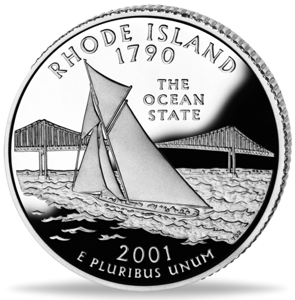 USA, 1/4 $ Rhode Island, State Quarter-Serie, 2001, bfr - Münze Vorderseite