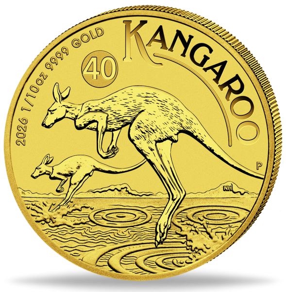 15 Dollar Känguru/Kangaroo 1/10 Unze Gold - Münze Vorderseite