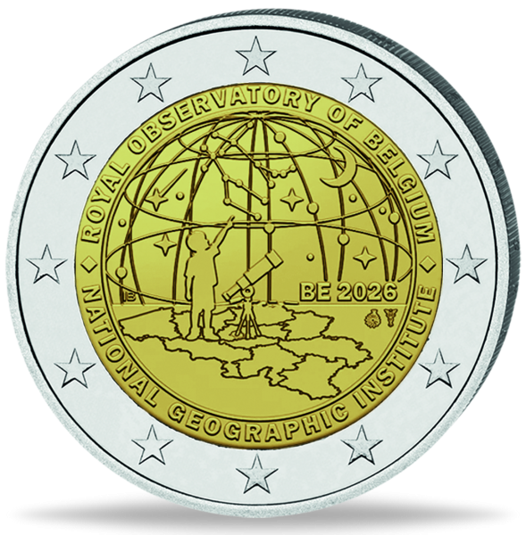 2 Euro Geograf. Institut + Sternwarte, 2026, bfr.  -  Münze Vorderseite
