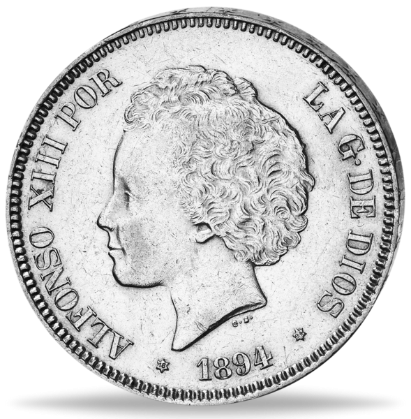 5 Pesetas Alfonso XIII - Vorderseite Münze