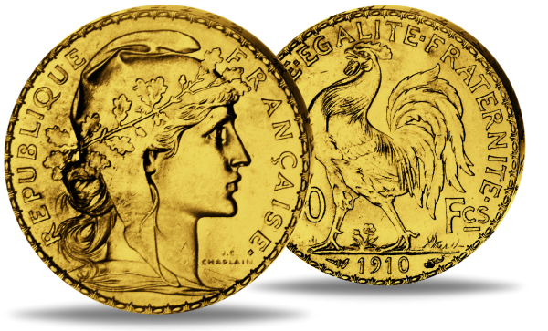 Frankreich, 10 + 20 Francs-Satz Marianne/Hahn (2 Münzen) - Gold