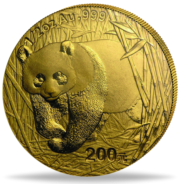 200 Yuan Panda 1/2 Unze Gold 2002 - Münze Vorderseite